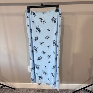 Floral Mesh Skirt Y2K Aesthetic See Through Lightweight Blue Size Unknown